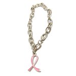 Silver Charm Bracelet - Pink Ribbon