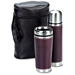 Leatherette Tumbler/Vacuum Bottle Set - Debossed