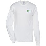 Hanes Tagless 6.1 oz. LS T-Shirt - Embroidered - White