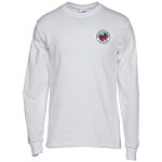 Gildan 5.3 oz. Cotton LS T-Shirt - Embroidered - White