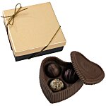 Chocolate Heart Box w/Truffles - Gold Box