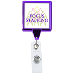 Retractable Badge Holder - Square - Chrome Finish
