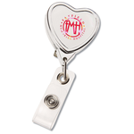 Retractable Badge Holder - Heart - Chrome Finish