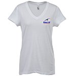 Bella V-Neck Jersey T-Shirt - Ladies' - White - Embroidered