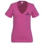 Anvil 5.0 oz. Striped V-Neck T-Shirt - Ladies' - Screened