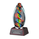 Kaleidoscopic Art Glass Award - Rosewood Base