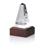 Imperial Obelisk Crystal Award - Mahogony Base