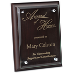 Walnut Finished Plaque w/Jade Glass Plate - 8