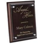 Walnut Finished Plaque w/Jade Glass Plate - 9