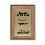 Walnut Finished Wood Plaque w/Aluminum Plate - 7