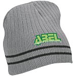 Rib Knit Stripe Accent Beanie