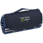 Roll-Up Blanket – Navy/White Plaid w/Navy Flap
