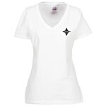 Fruit of the Loom HD V-Neck T-Shirt Ladies' - Screen - White
