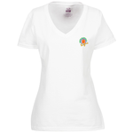 Fruit of the Loom HD V-Neck T-Shirt - Ladies' - Emb - White