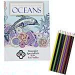 Stress Relieving Adult Coloring Book & Pencils - Oceans