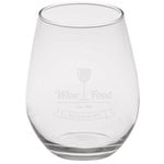 Stemless White Wine Glass - 12 oz. - Deep Etch