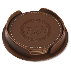 View a larger, more detailed picture of the Leather 4-Piece Coaster Set