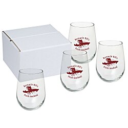 View a larger, more detailed picture of the Stemless White Wine Glass Set - 17 oz - Colored Box
