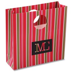 View a larger, more detailed picture of the Round Handle Gift Bag - Fuchsia Stripe