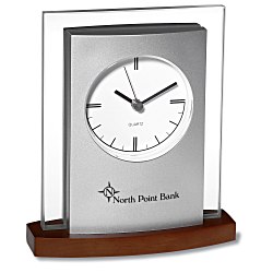 View a larger, more detailed picture of the Desktop Analog Clock - Wood Base
