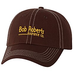 View a larger, more detailed picture of the Bio-Washed Cap - Contrast Stitching - Screen