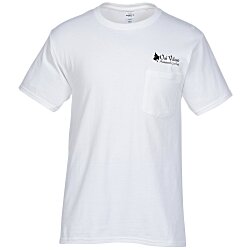 View a larger, more detailed picture of the Hanes Tagless 6 1 oz Pocket T-Shirt - Screen - White