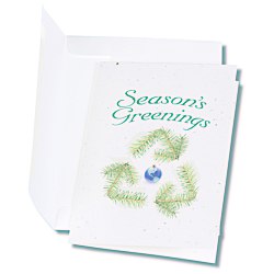 View a larger, more detailed picture of the Seeded Holiday Card - Season s Greenings Recycle