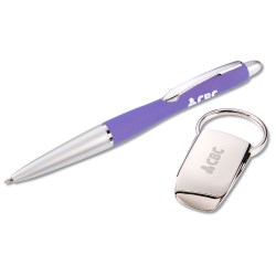 View a larger, more detailed picture of the Groove-N-Lock Thumb Pad Key Tag Pen Gift Set