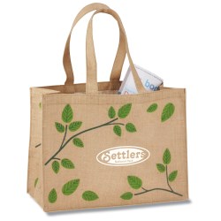 View a larger, more detailed picture of the V Natural Jute Shopper - Leaves
