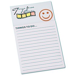 View a larger, more detailed picture of the Bic Business Card Magnet with Note Pad - Smiley Face