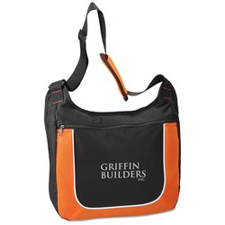 View a larger, more detailed picture of the Mesh Accent Zipper Shoulder Bag