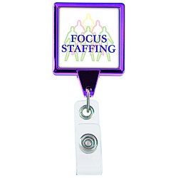 View a larger, more detailed picture of the Retractable Badge Holder - Square - Chrome Finish