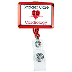 View a larger, more detailed picture of the Retractable Badge Holder - Rectangle - Chrome Finish