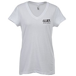 View a larger, more detailed picture of the Bella V-Neck Jersey T-Shirt - Ladies - White - Screen