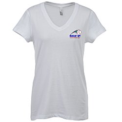 View a larger, more detailed picture of the Bella V-Neck Jersey T-Shirt - Ladies - White - Embroidered