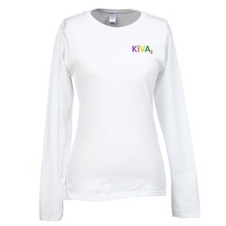 View a larger, more detailed picture of the Gildan SoftStyle LS T-Shirt - Ladies - Emb - White