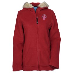 View a larger, more detailed picture of the Faux Fur Trimmed Fleece Hoodie