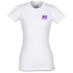 View a larger, more detailed picture of the Anvil Ladies Semi-Sheer Longer Length T-Shirt - White