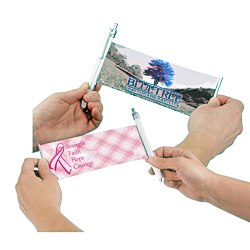 View a larger, more detailed picture of the Banner Pen - Pink Ribbon - Plaid
