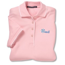 View a larger, more detailed picture of the Devon & Jones Tipped Pique Polo - Ladies - Closeout