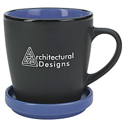 View a larger, more detailed picture of the Double-up Mug w Coaster - Black - 12 oz 