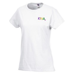View a larger, more detailed picture of the Gildan SoftStyle T-Shirt - Ladies - Embroidered - White