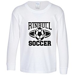 View a larger, more detailed picture of the Gildan 5 3 oz Cotton LS T-Shirt - Youth - White