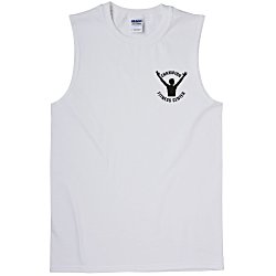 View a larger, more detailed picture of the Gildan 6 1 oz Cotton Sleeveless T-Shirt - White