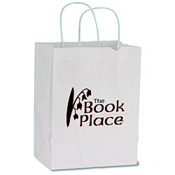 View a larger, more detailed picture of the White Kraft Recycled Paper Shopping Bag - 10-1 2 x 8 -24 hr