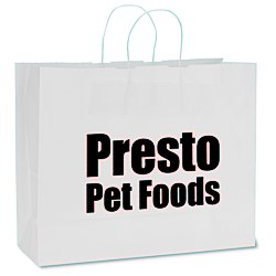 View a larger, more detailed picture of the White Kraft Recycled Paper Shopping Bag - 13 x 16 - 24 hr