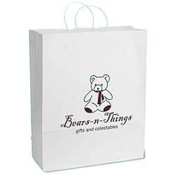 View a larger, more detailed picture of the White Kraft Paper Shopping Bag - 19-1 4 x 16 - 24 hr