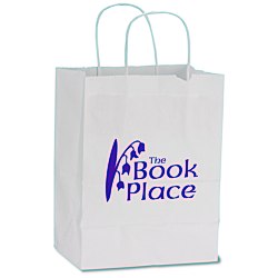 View a larger, more detailed picture of the White Kraft Recycled Paper Shopping Bag - 10-1 2 x 8 