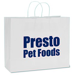 View a larger, more detailed picture of the White Kraft Recycled Paper Shopping Bag - 13 x 16 