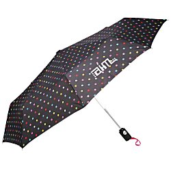 View a larger, more detailed picture of the totes Auto Open Close Umbrella - Polka Dots - 24 hr